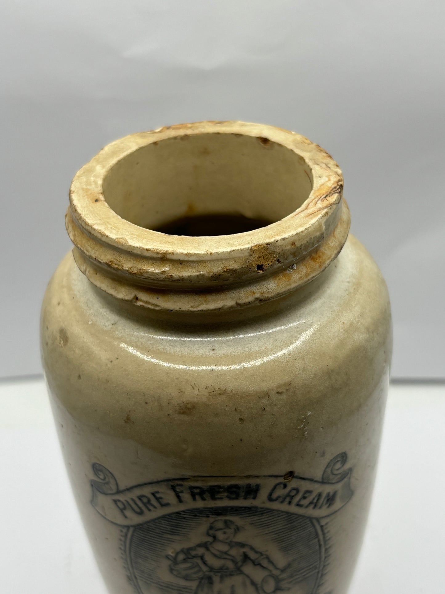 Extra large Stranraer rich preserved cream pot, milk maid