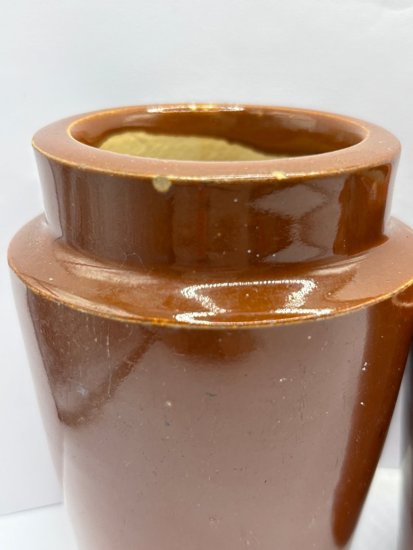 3 old brown stoneware cream pots, creamers