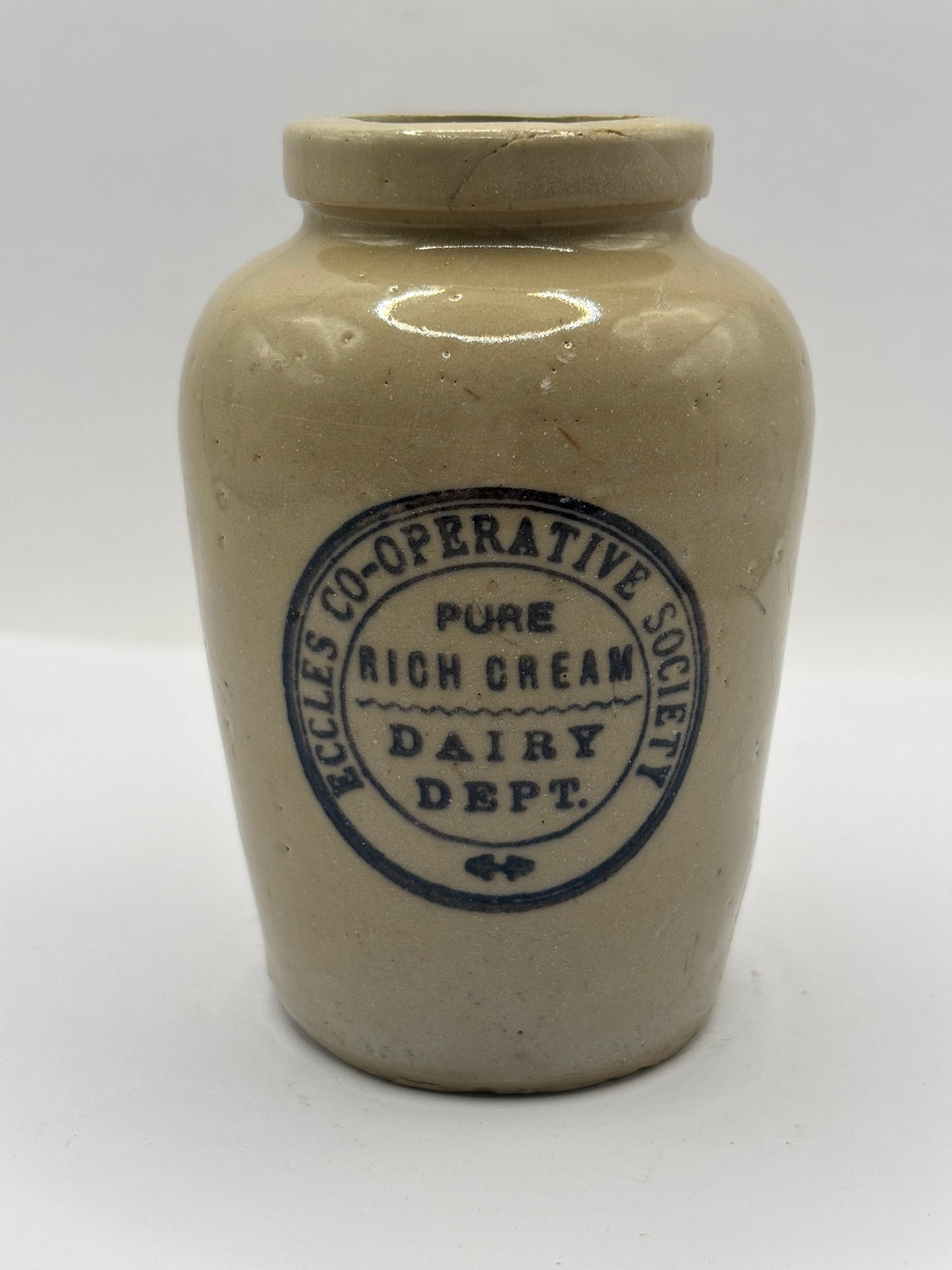 Old advertising cream pot, Eccles cooperative society, pure rich cream