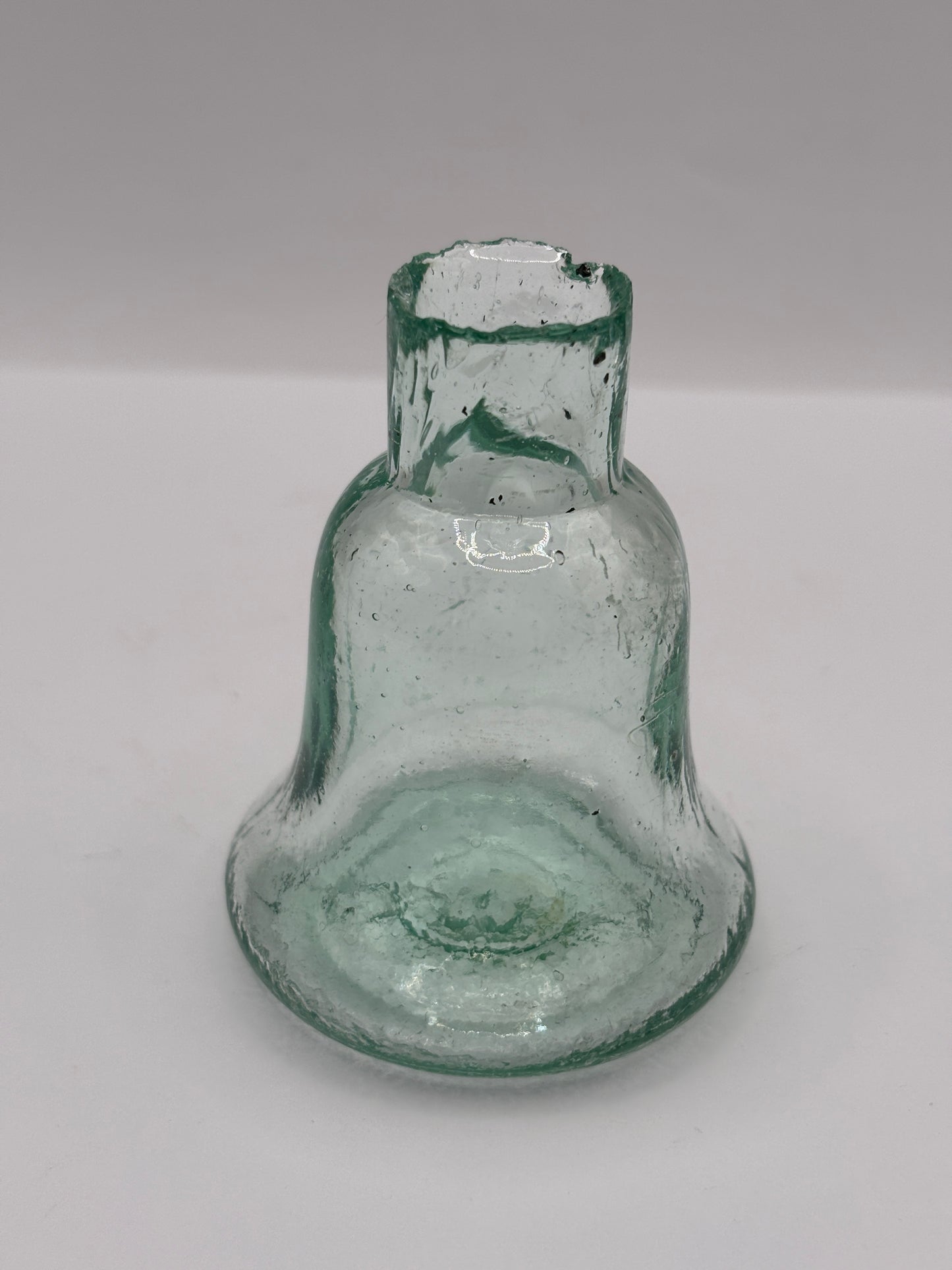 Old aqua glass inkwell, Bell ink
