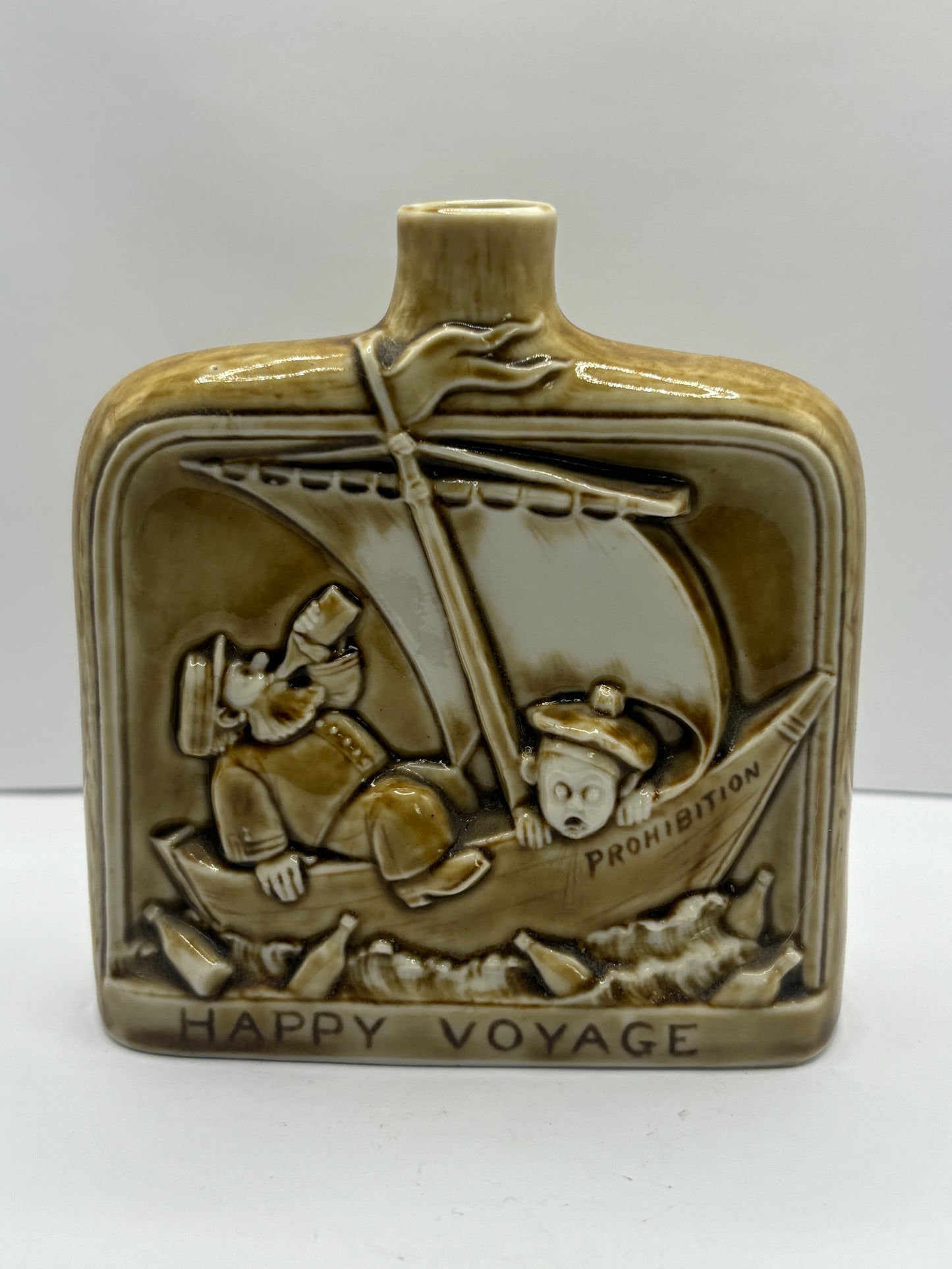 Old whisky flask, happy voyage