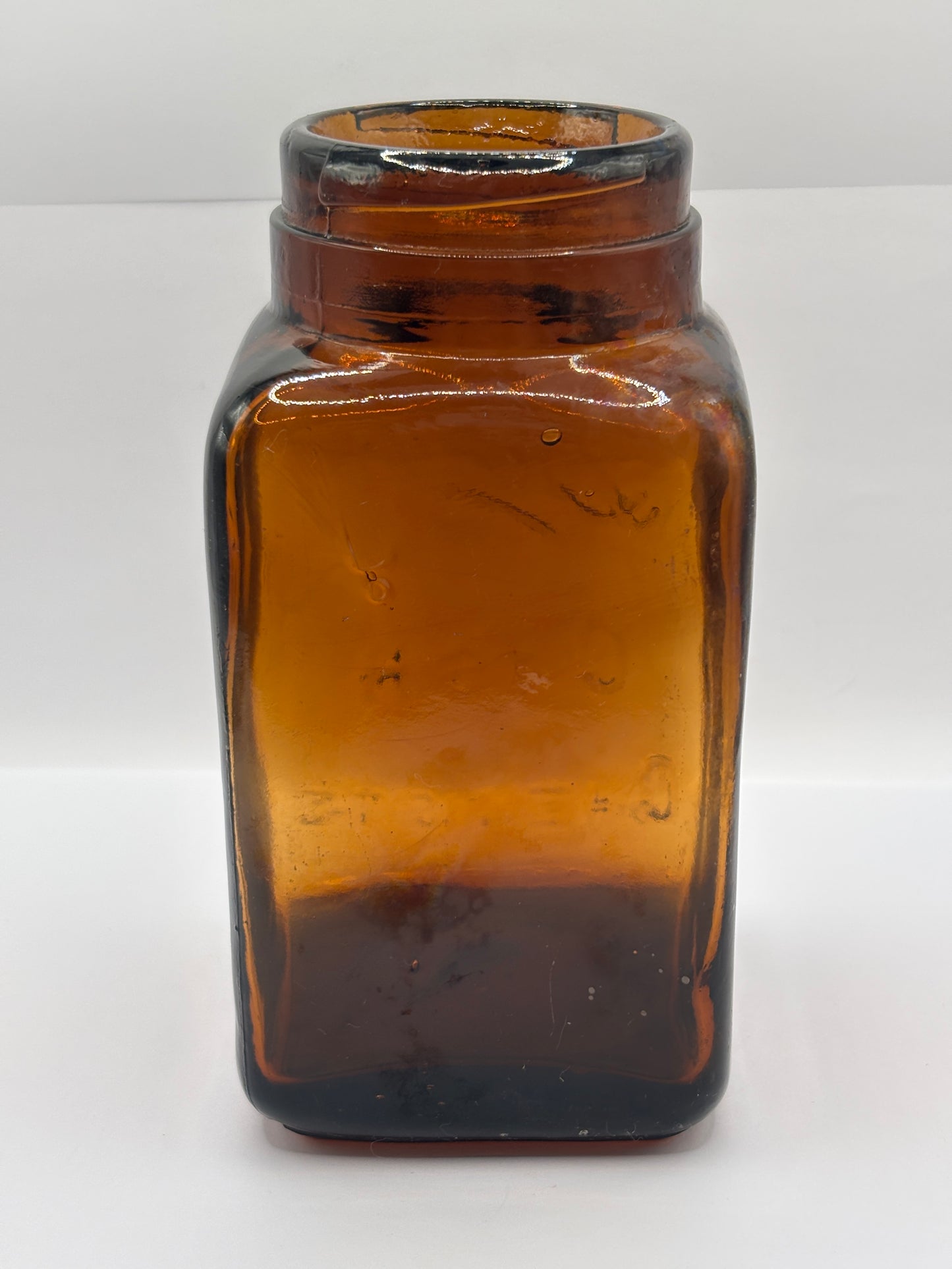 Old XL amber glass Boots cash chemists jar