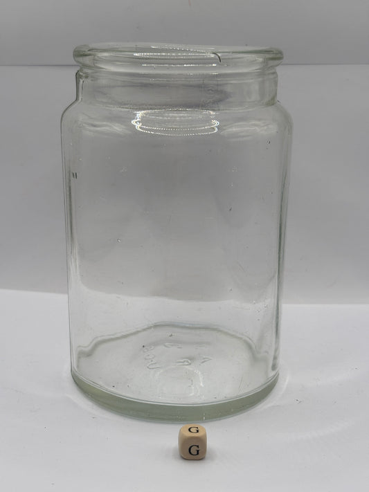 Old clear glass pickle jar (G)