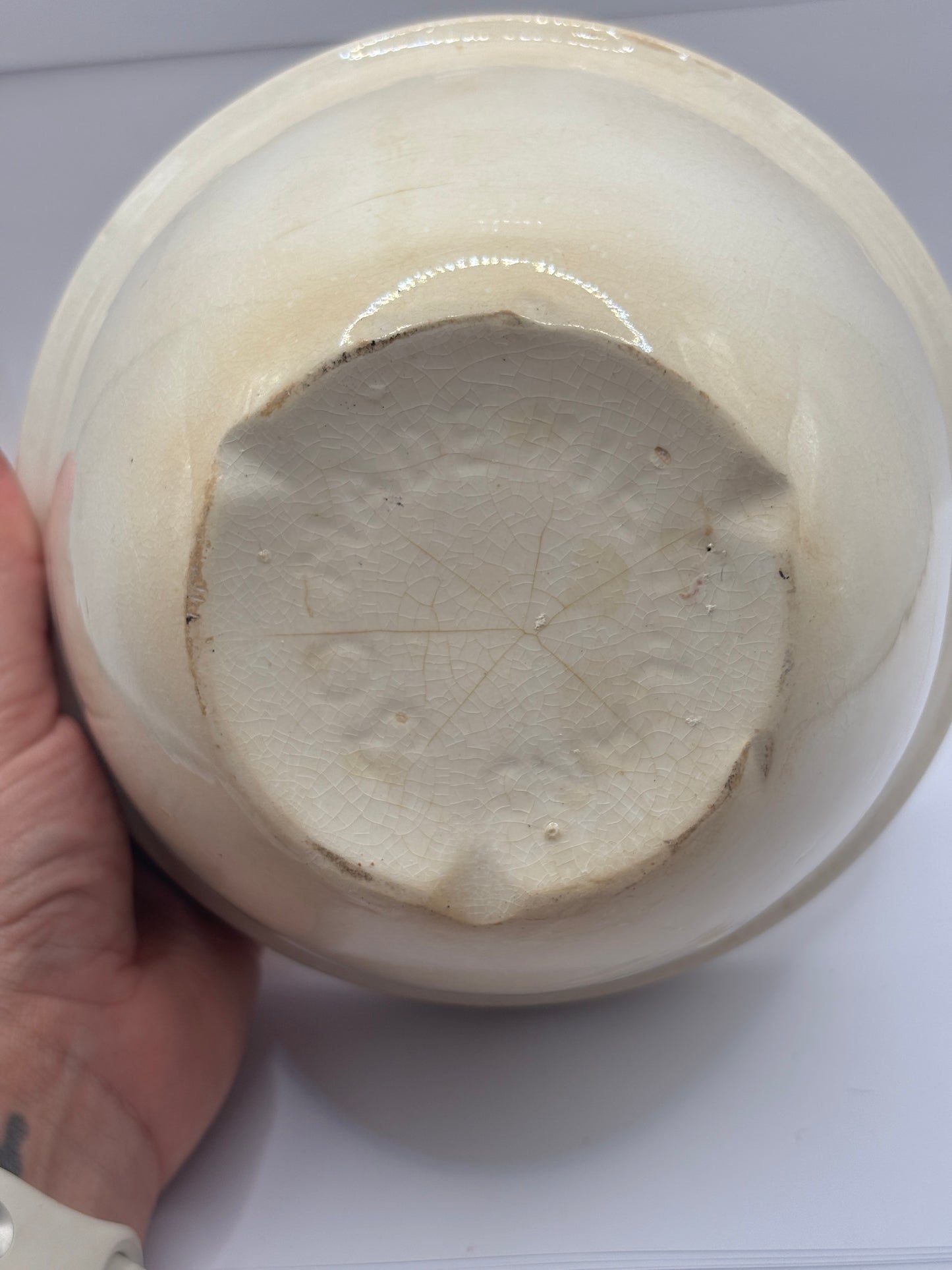 vintage pudding bowl (D) stained & crazed