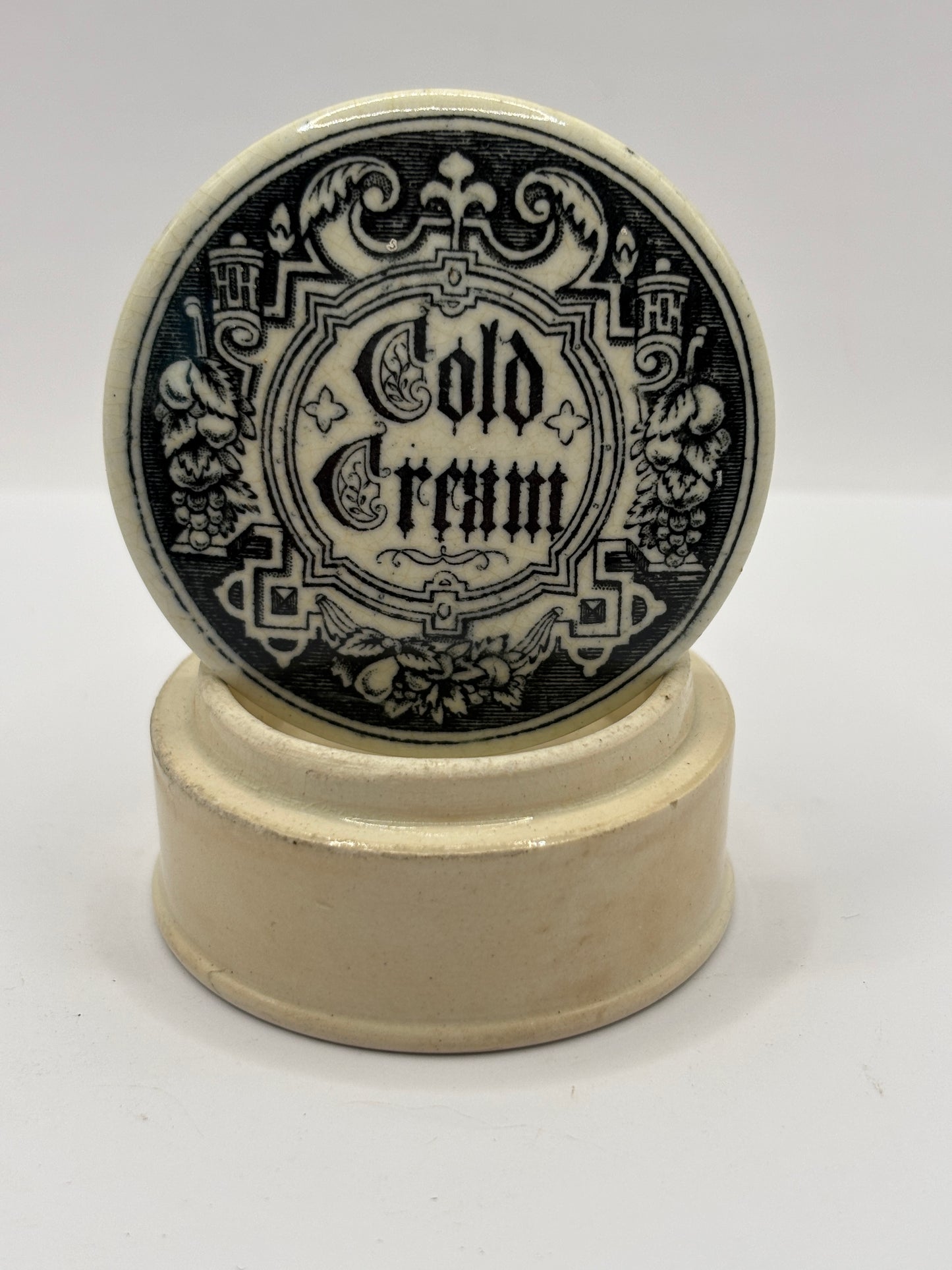 Old advertising lid and base, cold cream