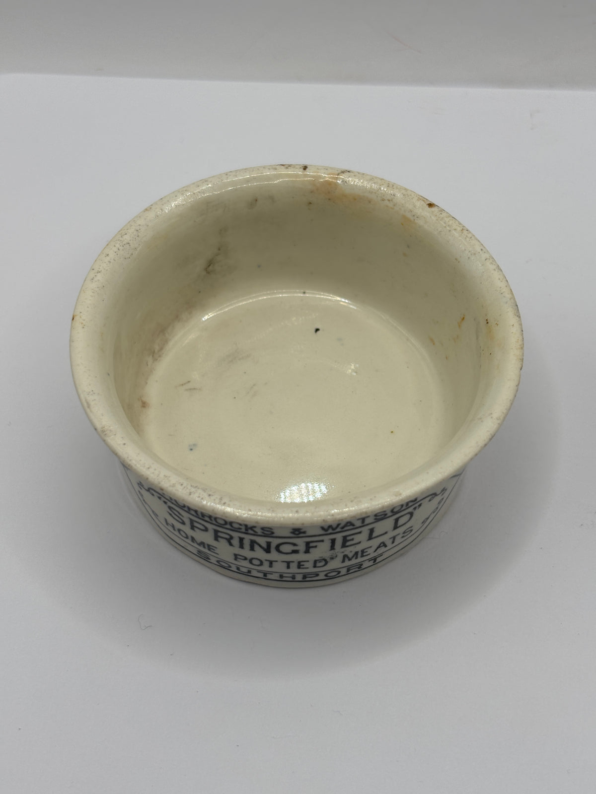 Old advertising meat paste pot, Springfield.