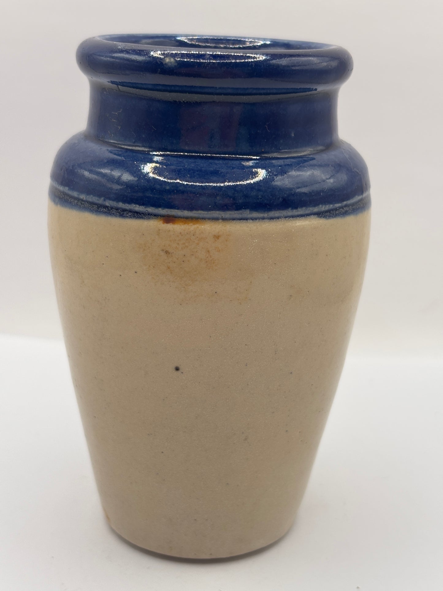 Old blue top advertising cream pot, Buttercup cream, 11.5cms