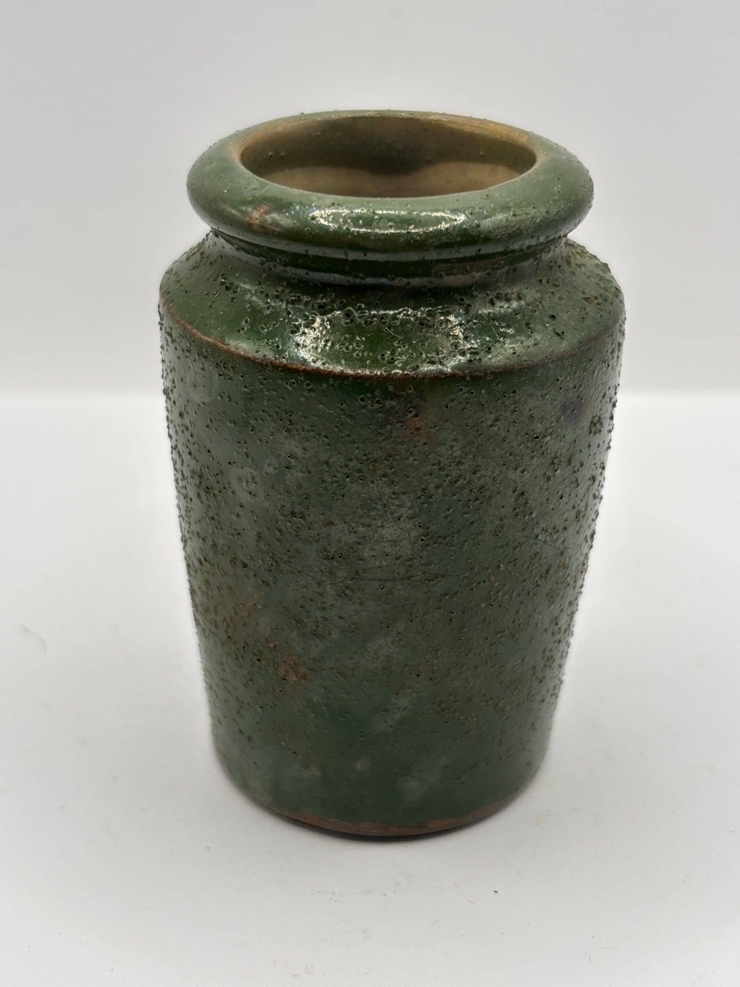 Old crusty green Harrogate cream pot
