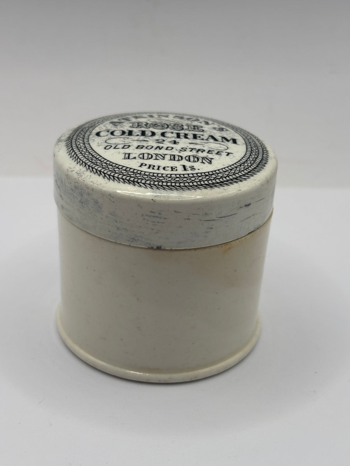 Old advertising lid and base. Atkinsons rose cold cream