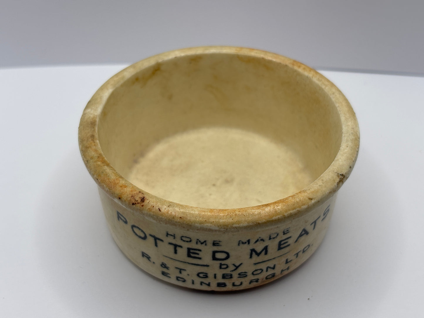 Old Home made potted meats advertising dish, Gibson LTD Edinburgh