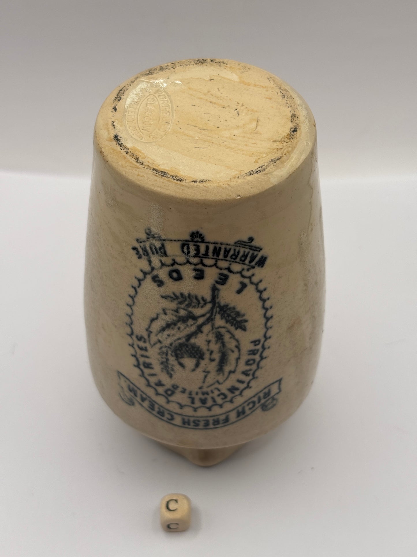 Old advertising cream pot, Leeds Provincial Dairies 13cms (c)