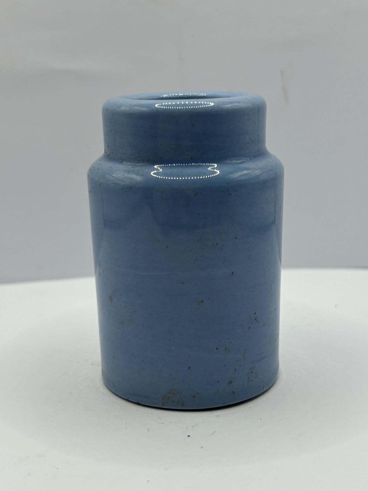 Small old blue stoneware pot