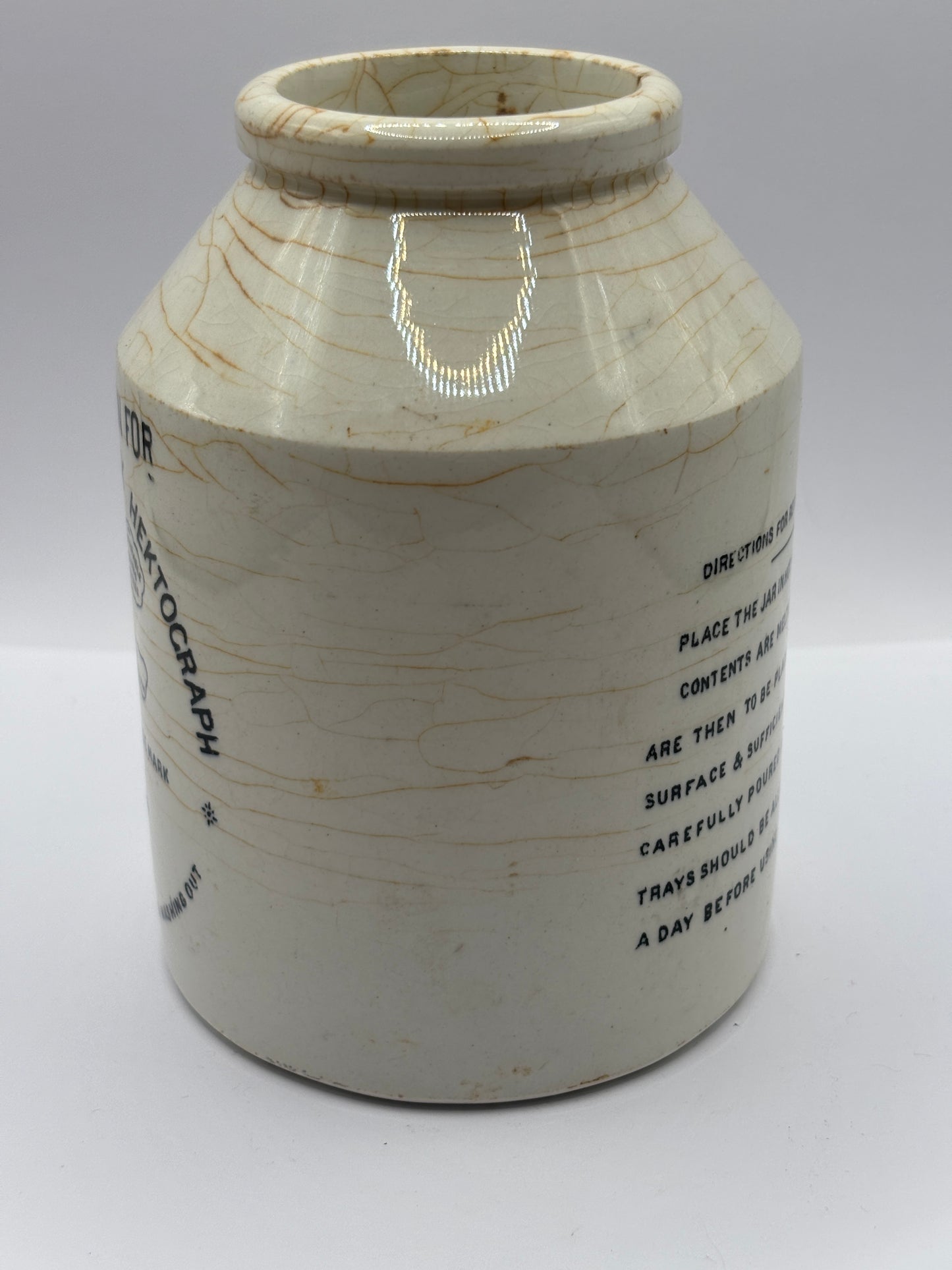 Old advertising jar, composition ink. Hall’s patent simples hektograph