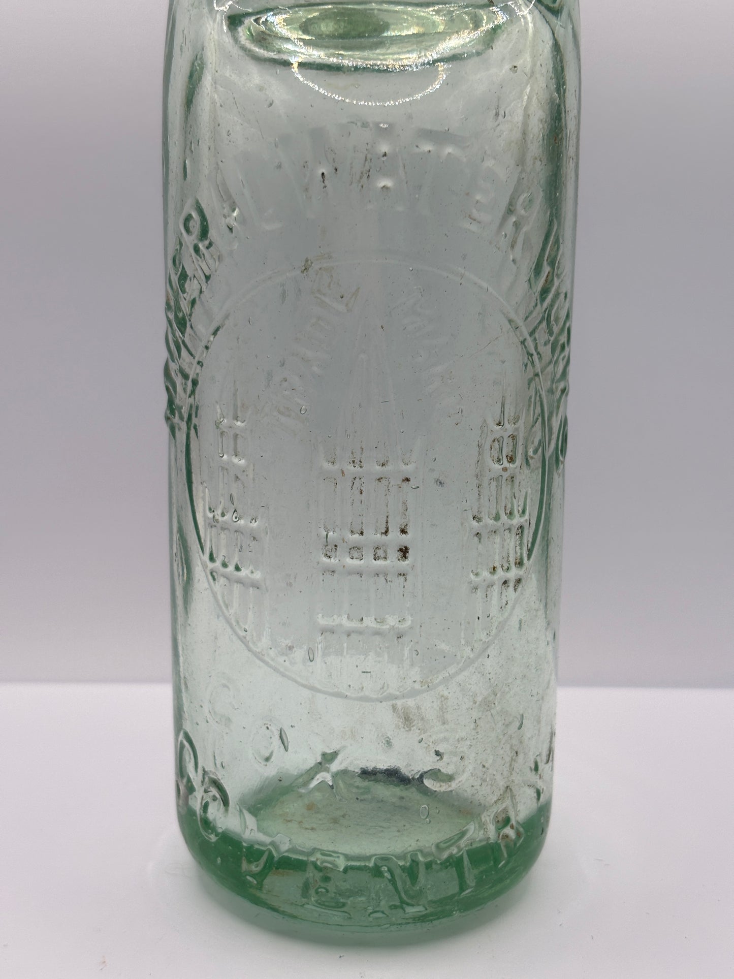 Old pictorial Coventry codd bottle, mineral water works. Marble bottle