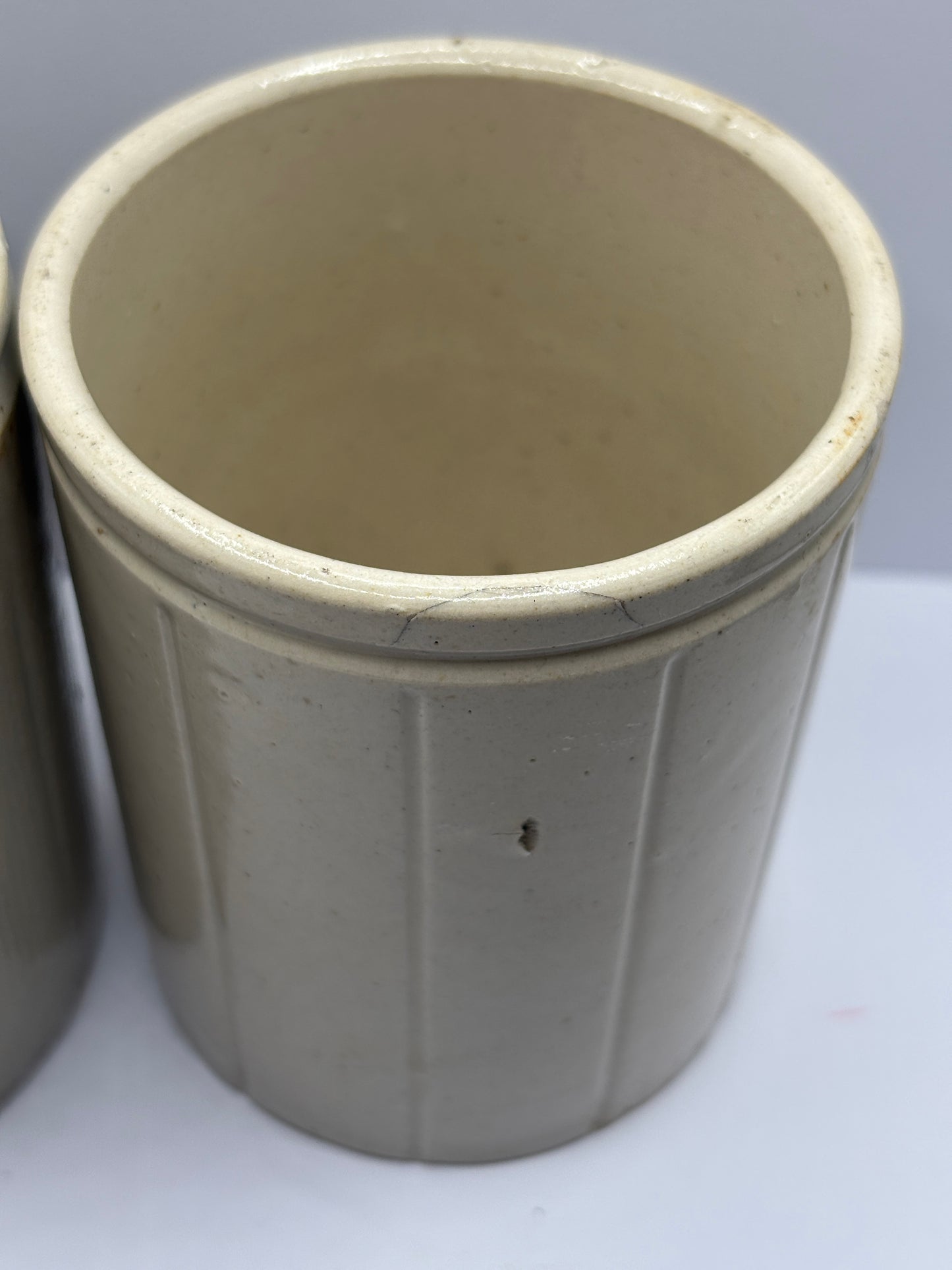 2 old stoneware jam & marmalade pots