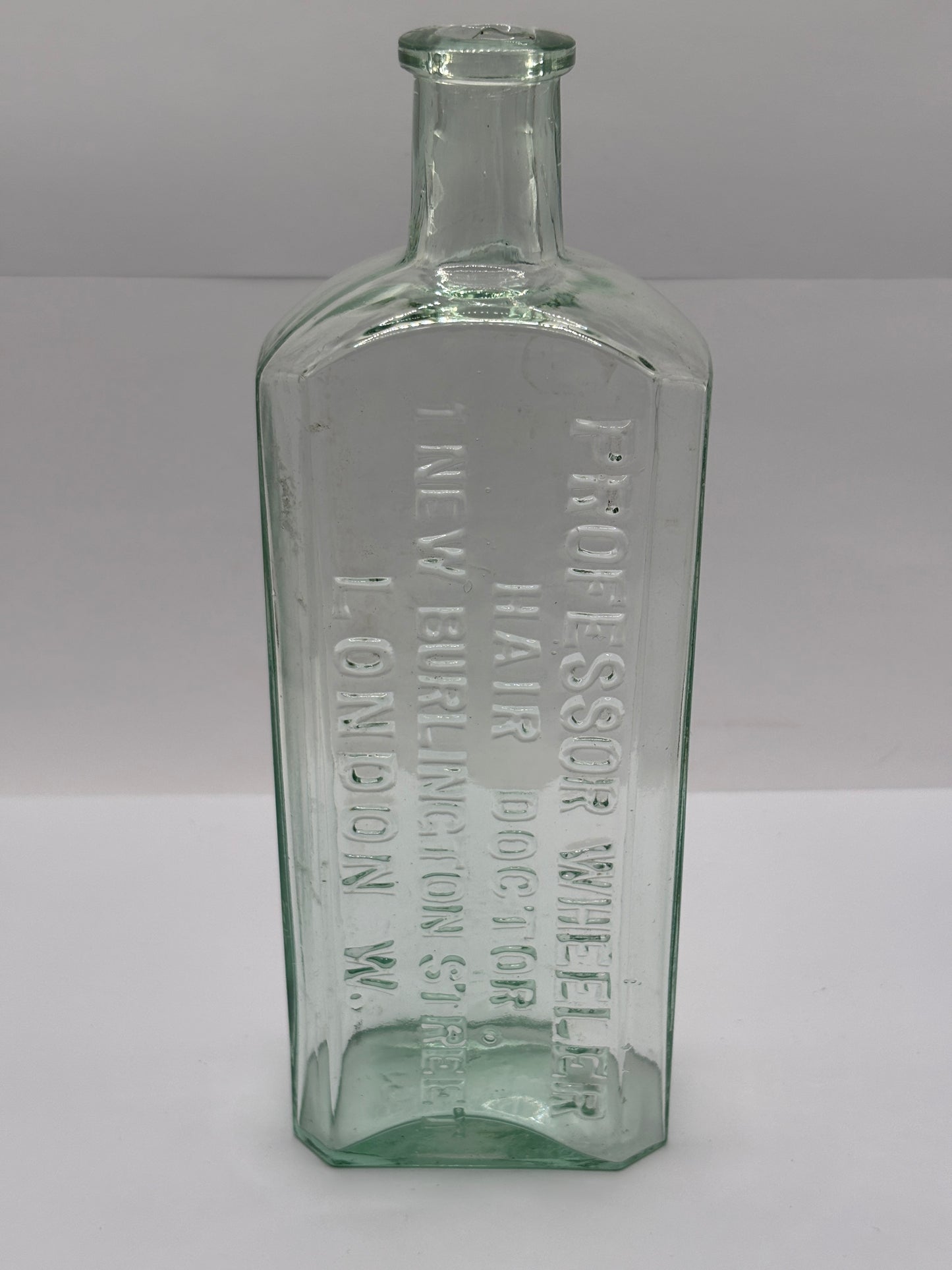 Old advertising chemist bottle, Professor Wheeler hair doctor London