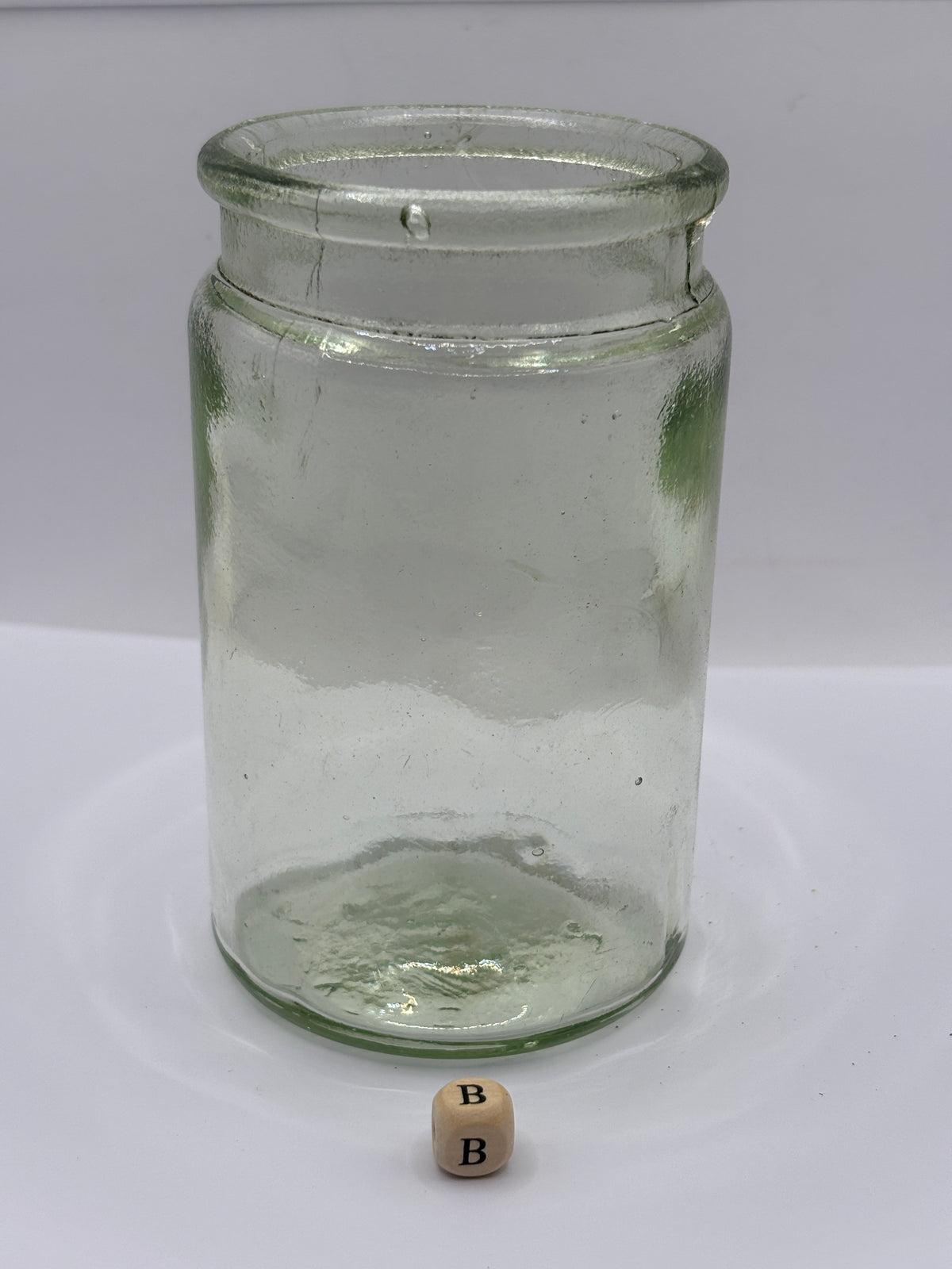 Old aqua glass pickle jar (B)