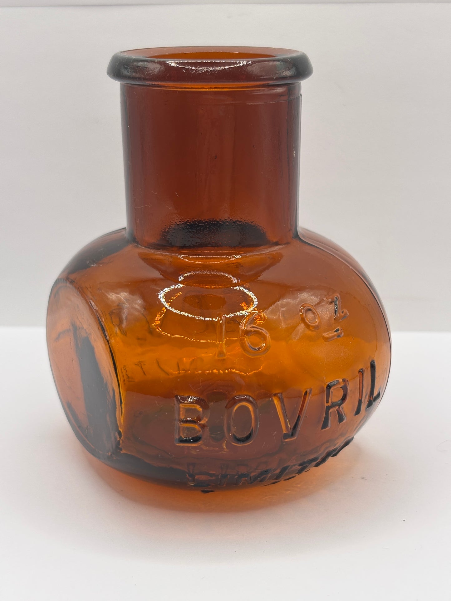 old amber glass bovril bottle 16oz