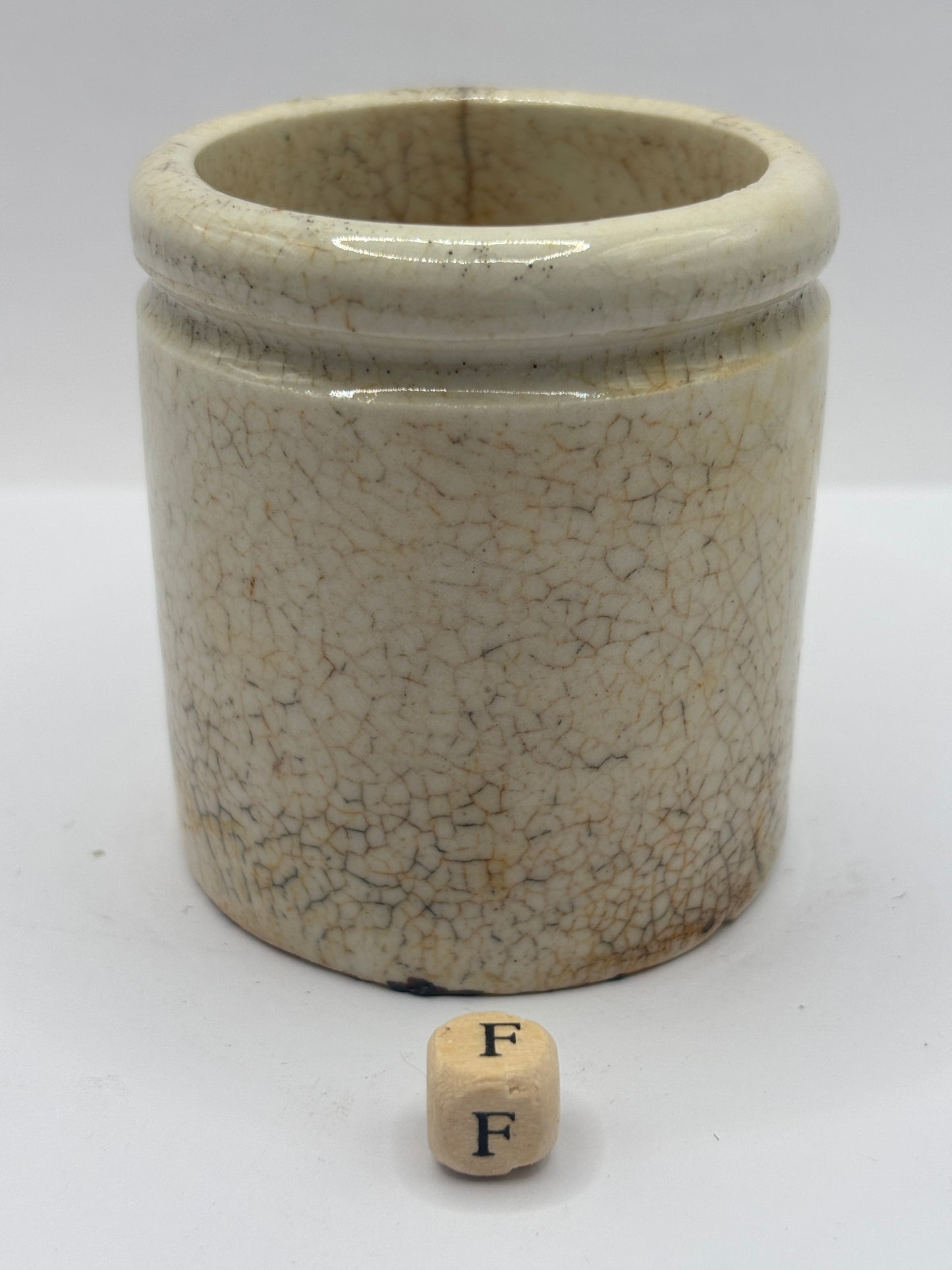 Old small chunky stoneware pot (F)