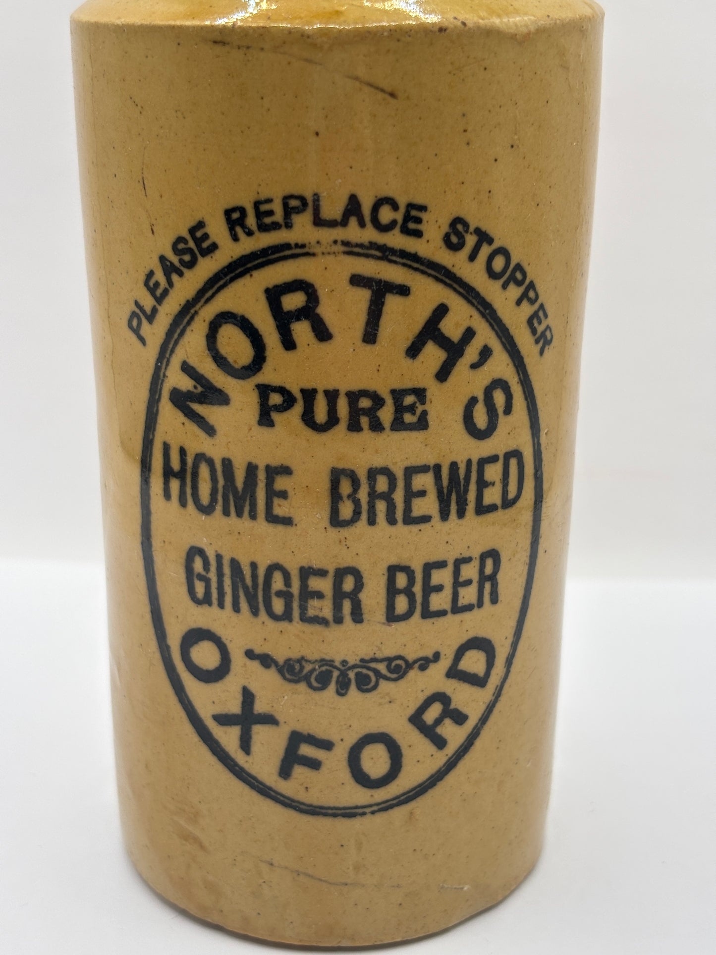 Old stoneware ginger beer bottle, Norths home brewed ginger beer, Oxford