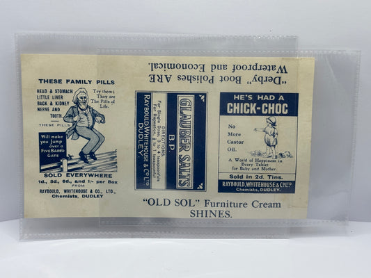 Old advertising paper/adverts. Chemist, furniture cream. ephemera