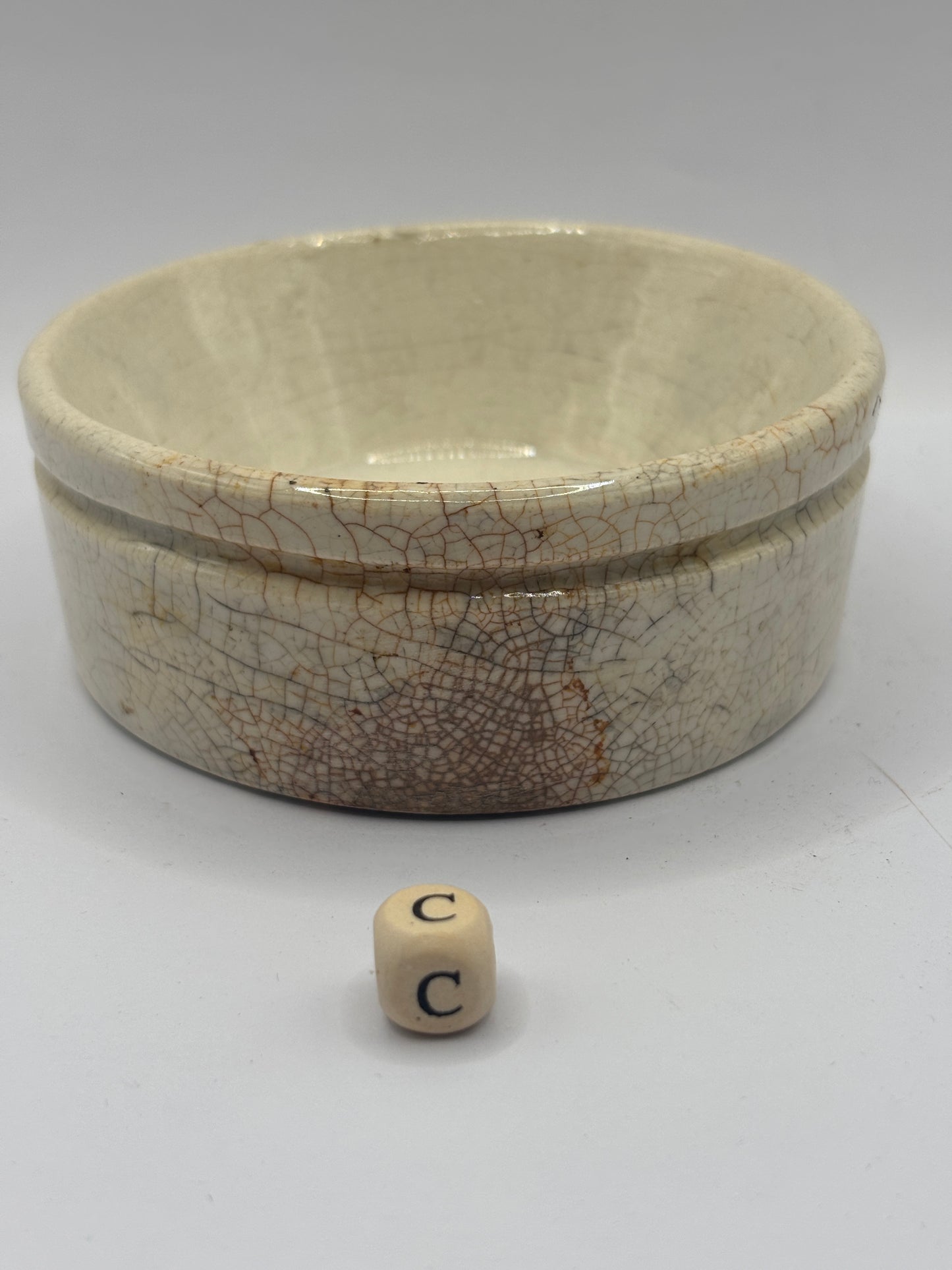 Old plain stoneware meat paste pot, potted meat (c)