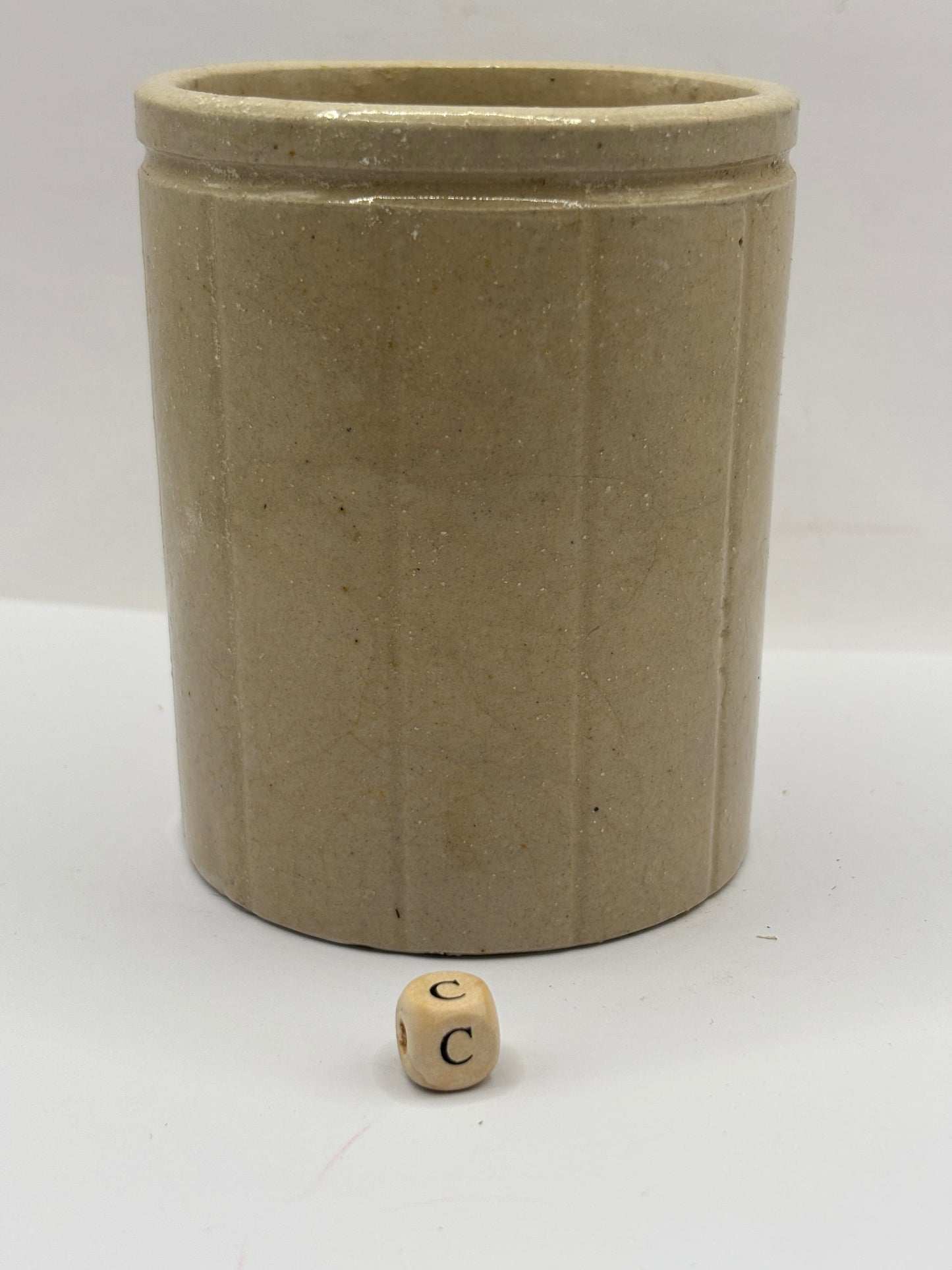 Old 1lb ribbed stoneware jam pot (c) Hartleys