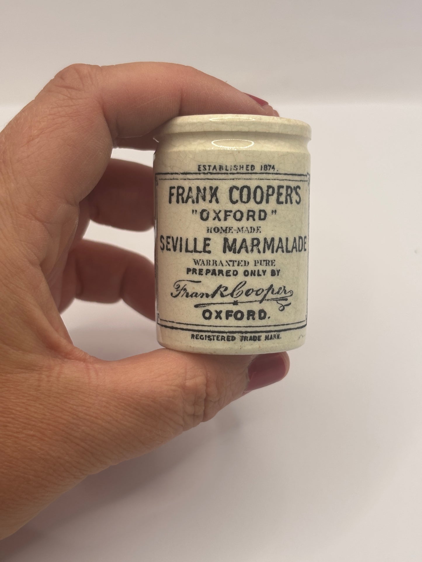 Old miniature Frank cooper marmalade jar