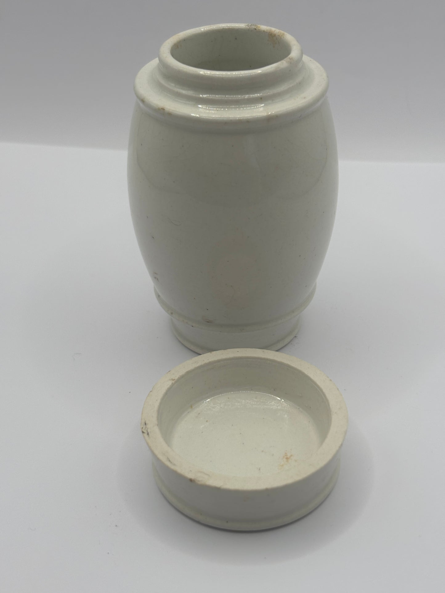 Old advertising jar and lid. Burgess anchovy paste for toast and biscuits