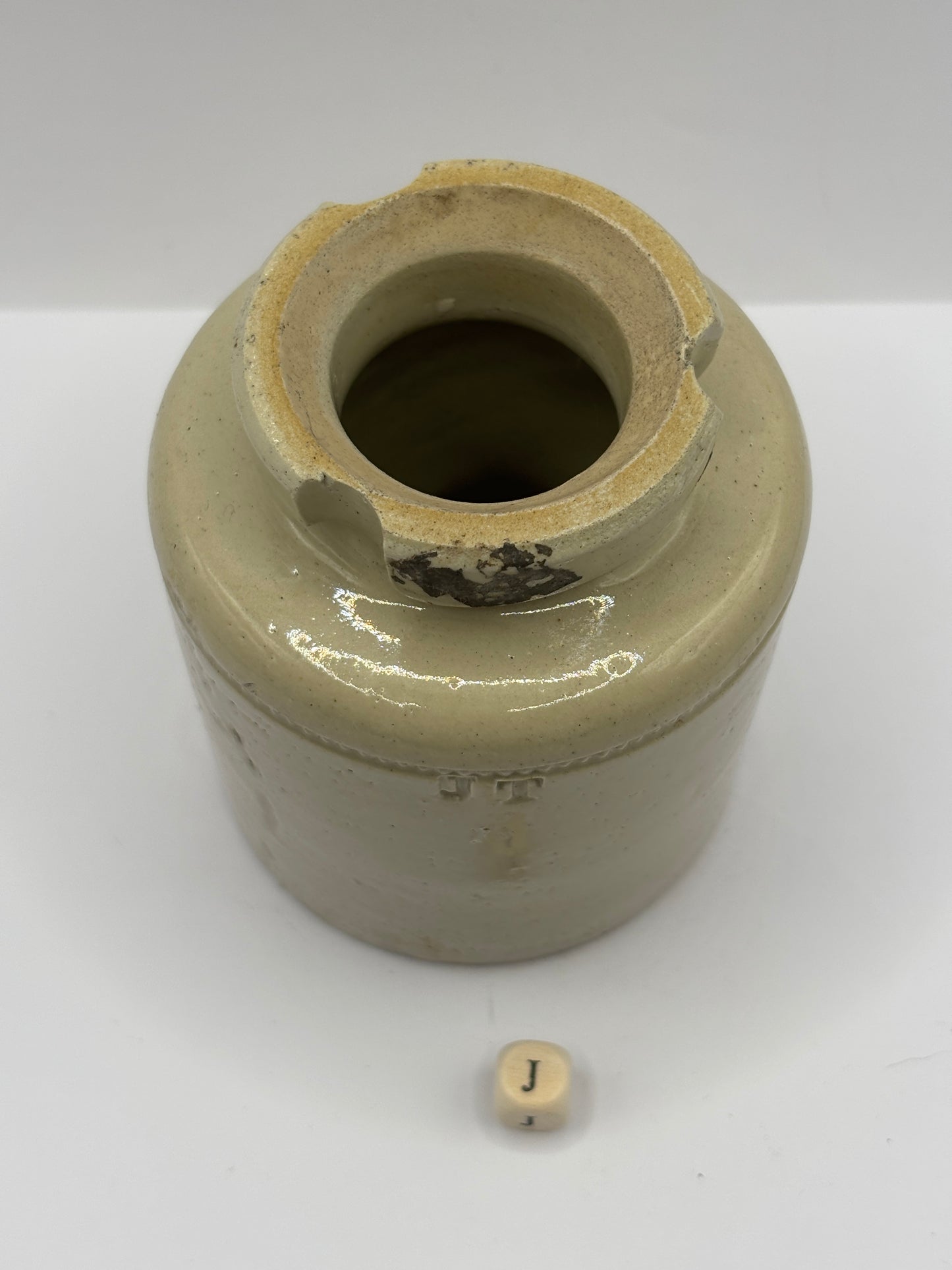 Old plain stoneware caviar pot (J)