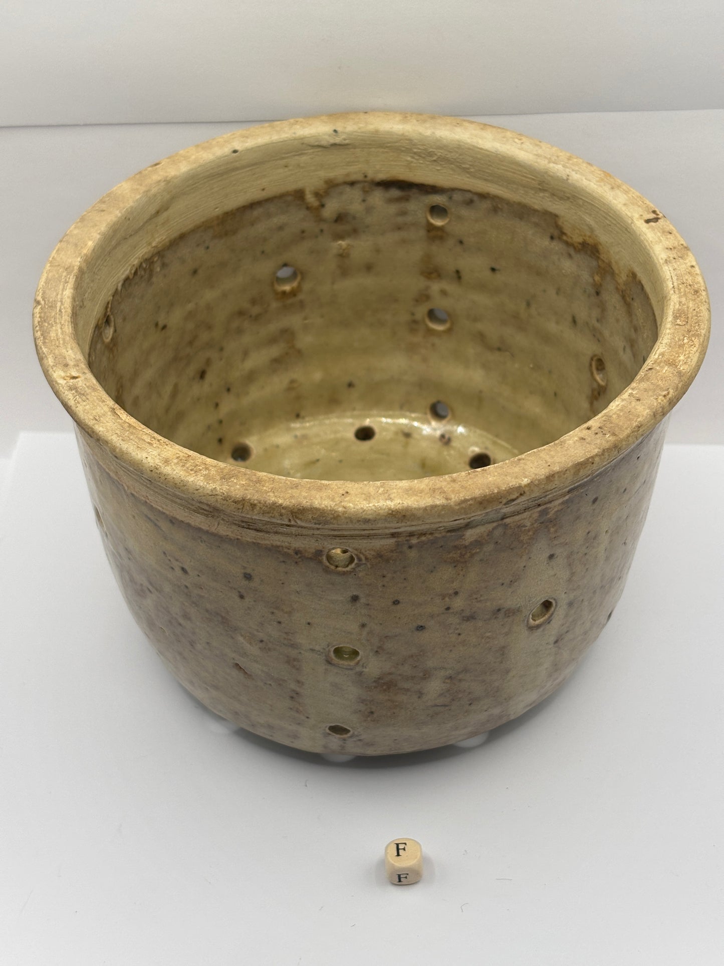 Old french stoneware cheese strainer, cheese mold (F)