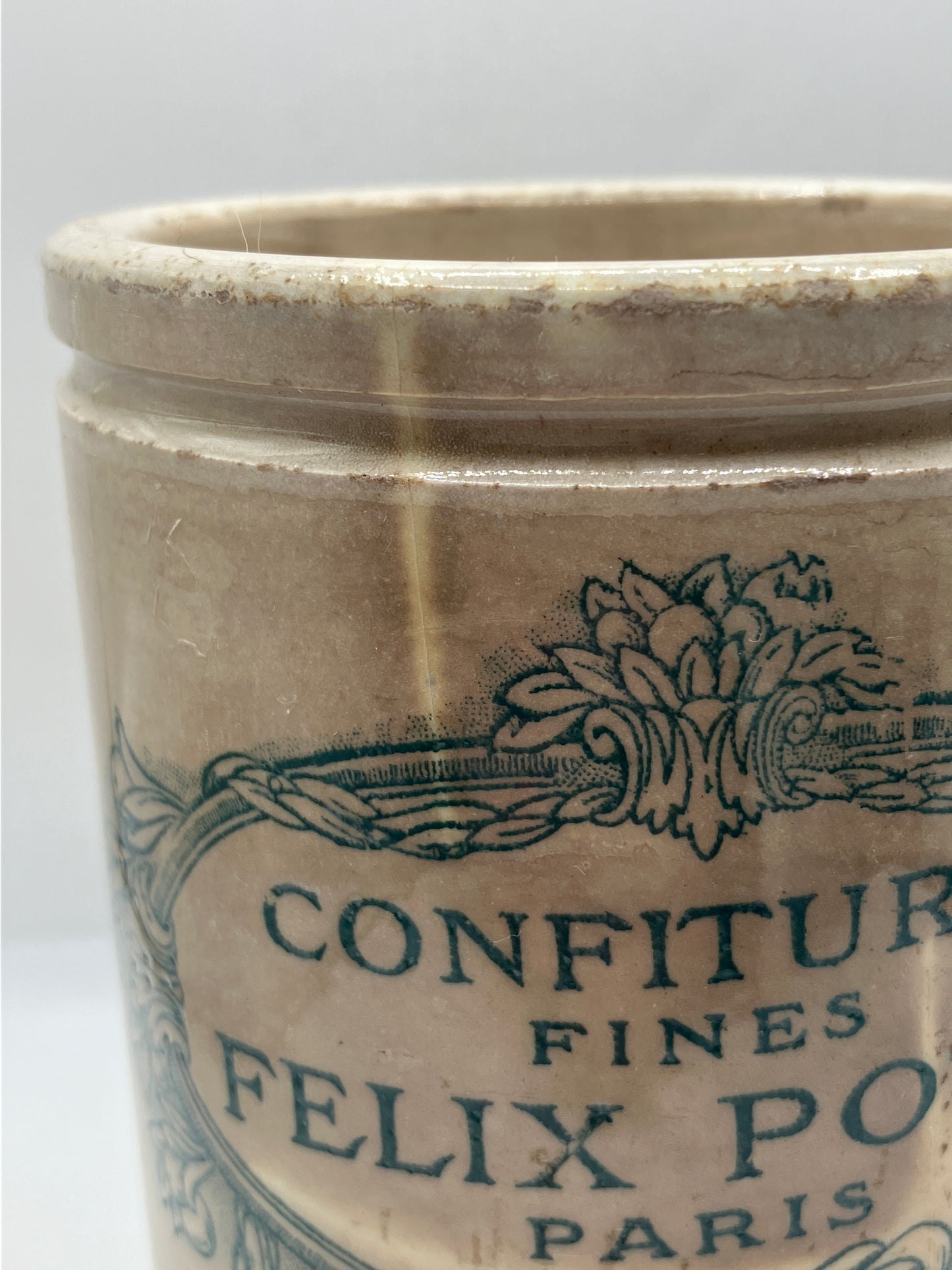 French advertising pot, Confitures fines Felix Potin Paris