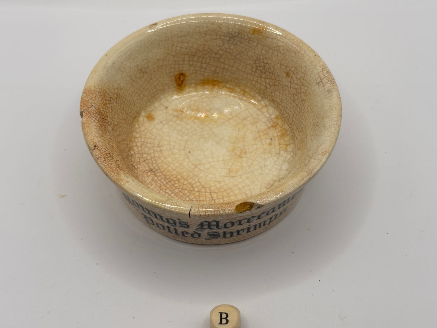 Old advertising paste pot, Youngs Morecambe Potted shrimps (B)